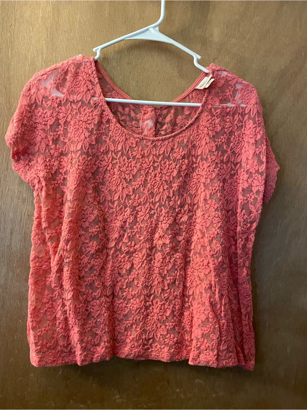 Mossimo Supply Co. Coral Lace Short Sleeve Blouse